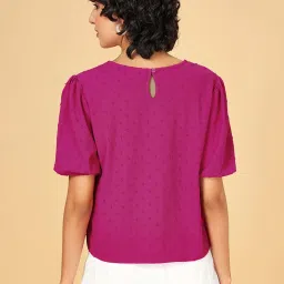 YU by Pantaloons Pink Self Pattern Top image 2