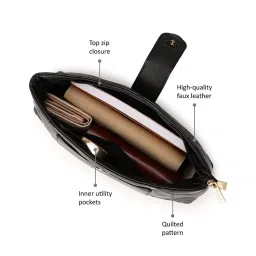 Fastrack MTO MTS Black Quilted Medium Shoulder Handbag image 3