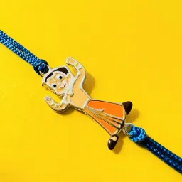 Arte jewels 925 Silver-toned, orange coloured and blue chota bheam thread rakhi-picture-31