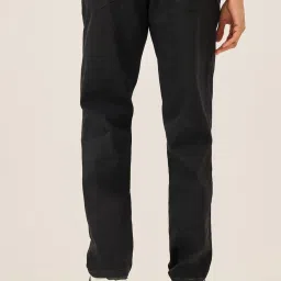 Styli Black Cotton Regular Fit Solid Jeans image 2