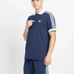 Adidas Originals Night Indigo Regular Fit 3 Striped Polo T-Shirt image 3