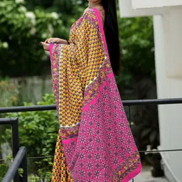 KALINI Ethnic Motifs Silk Cotton Block Print Saree image 3