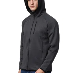 Slowave Dark Grey Regular Fit Hooded Jacket image 3