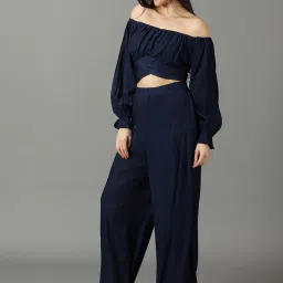 showoffff SHOWOFF Navy Crop Top With Palazzos image 3