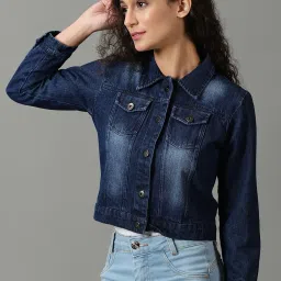 showoffff SHOWOFF Blue Regular Fit Denim Jacket image 3