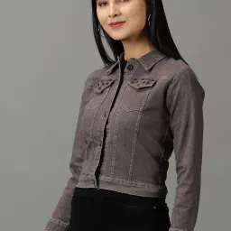 showoffff SHOWOFF Grey Regular Fit Denim Jacket image 3