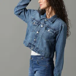 showoffff SHOWOFF Blue Regular Fit Denim Jacket image 3