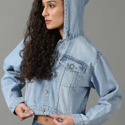 showoffff SHOWOFF Blue Regular Fit Denim Jacket image 3