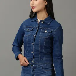 showoffff SHOWOFF Blue Regular Fit Denim Jacket image 3