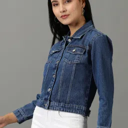 showoffff SHOWOFF Blue Regular Fit Denim Jacket image 3