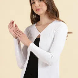 showoffff SHOWOFF White Regular Fit Front Open Sweater image 3