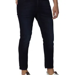 Mufti Dark Indigo Blue Regular Fit Lightly Washed Jeans image 3