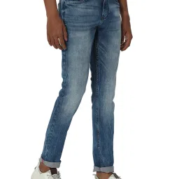 Mufti Blue Skinny Fit Heavily Washed Jeans image 3