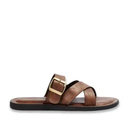 Code by Lifestyle Men's Brown Cross Strap Sandals image 2