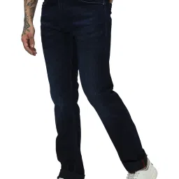 Mufti Dark Indigo Blue Regular Fit Lightly Washed Jeans image 3