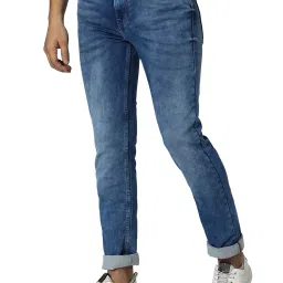 Mufti Blue Regular Fit Heavily Washed Jeans image 3