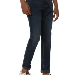 Mufti Dark Blue Skinny Fit Lightly Washed Jeans image 3