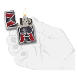 Zippo Dark Grey & Red Spade Design Brass Pocket Lighter image 3