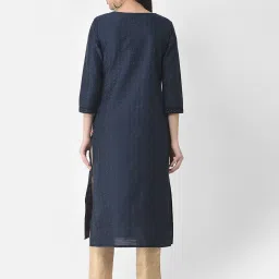 Span Blue Embroidered A Line Kurta image 2