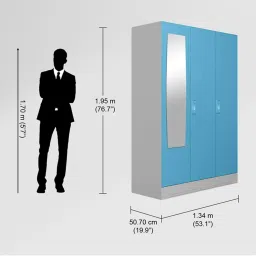 Godrej Interio Slimline Milky Blue Alloy Steel 3 Door Almirah (1 Year Warranty) image 2