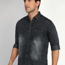 Kuons Avenue Charcoal Slim Fit Denim Shirt image 3