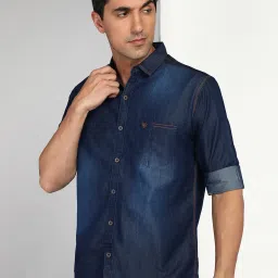 Kuons Avenue Blue Slim Fit Denim Shirt image 3