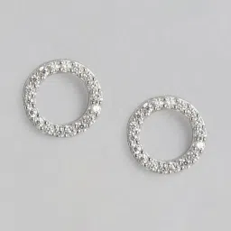 Zavya Round CZ Studded Gold-Plated 92.5 Sterling Silver Stud image 3