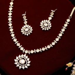 Saraf RS Jewellery Gold Toned AD Studded Star Shaped Minimal Jewellery Set-picture-30