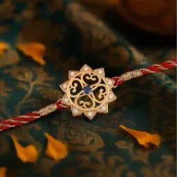 Ornate Jewels 925 Silver 18K Gold Plated CZ Designer Thread Rakhi for Brother with Roli Chawal-picture-16