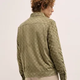 The Bear House Green Polyester Regular Fit Textured Casual Jacket image 2