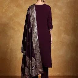 Varanga Purple Embroidered Kurta, Trousers with Dupatta image 2