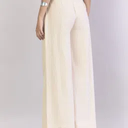 Powersutra Off White Linen Regular Fit Trousers image 2