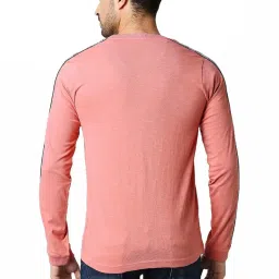 Basics Pink Muscle Fit Striped T-Shirt image 2