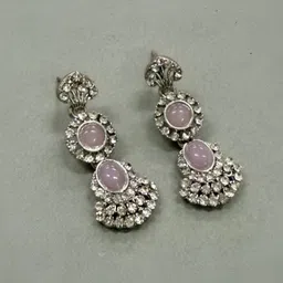 Rhymee Rhodium-Plated Artificial Stone Studded Necklace And Earrings Set image 2