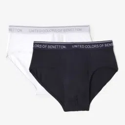 United Colors of Benetton Kids White & Black Regular Fit Brief-picture-30