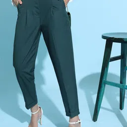 CHIC BY TOKYO TALKIES Women Green Chinos-picture-12