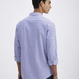 Pepe Jeans Blue Cotton Regular Fit Striped Shirt image 2