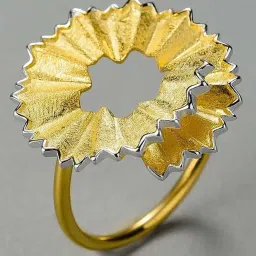 Rihi by P.C. Chandra Jewellers 925 Silver Golden Pencil Shave Ring for Women & Girls image 2