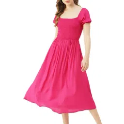 Moomaya Pink Fit & Flare Dress-image-66