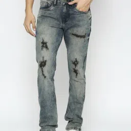 Being Human Dark Blue Slim Fit Distressed Jeans-image-88