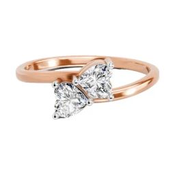 Sparkles Rose Gold Lab Grown 2 Diamond 14KT 0.7ct Heart Ring For Women-picture-34