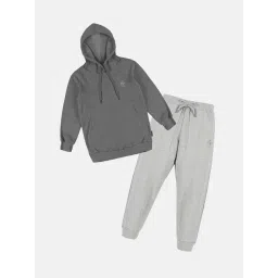 Kiddopanti Boys Charcoal Grey & Grey Melange Fleece Track Suits-picture-34