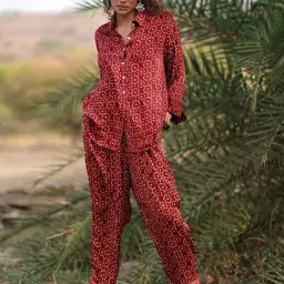 Chidiyaa Red Gypsy Heart Lillibet Modal Silk Pant image 4