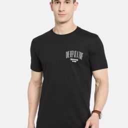 Octave Black Cotton Regular Fit T-Shirt-picture-33