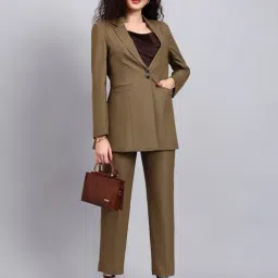 Powersutra Beige Slim Fit Formal Suits-image-4