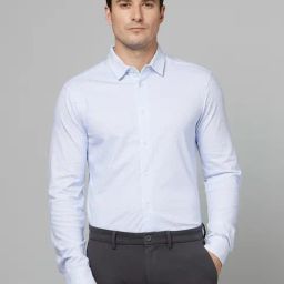 celio celio* Light Blue Slim Fit Printed Cotton Shirt-picture-33