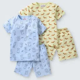 Nite Flite Kids Yellow & Blue Cotton Printed Top Set-picture-47