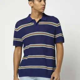 GAP Blue Regular Fit Striped Polo T-Shirt-picture-13