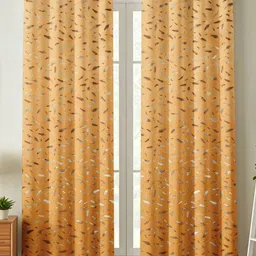 Kiara Creations Gold-Toned Set of 2 Floral Room Darkening Window Curtain-picture-10