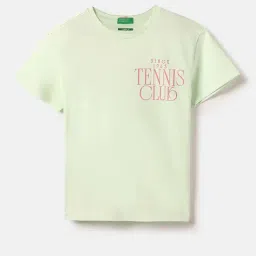 United Colors Of Benetton Girls Green Cotton Regular Fit Graphic Print T-Shirt-picture-34